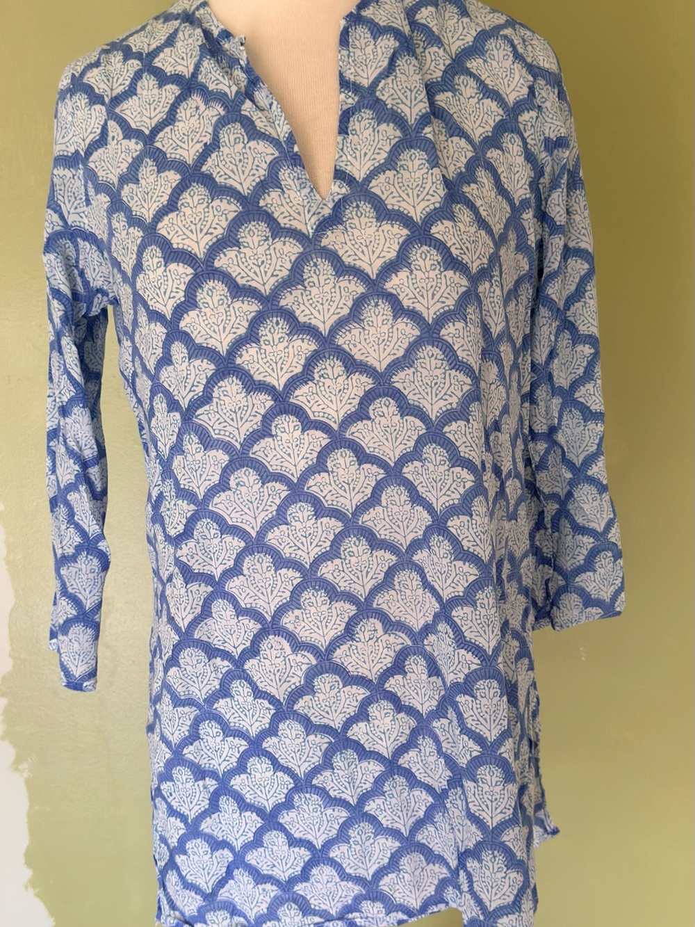 Roberta Roller Rabbit Blue and White Printed Long Sleeve Tunic